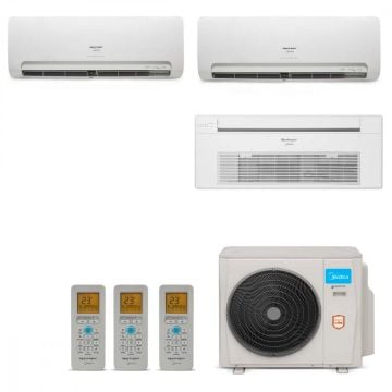 Ar Condicionado Multi Split Cassete Inverter Midea 27000 BTUs (2x 9000 + 1x 12000) Quente/Frio 38MBTA27M5 - 220V