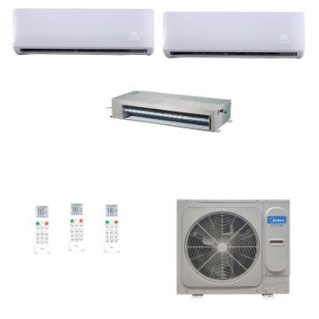 Ar Condicionado VRF/Multi Split Inverter Midea Atom 28.000 BTUs (2x 9000 HW + 1x 15000 Duto) Quente Frio - 220V