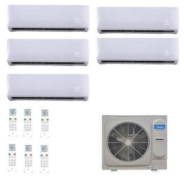 Ar Condicionado VRF/Multi Split Inverter Midea Atom 48.000 BTUs (1x 12000 HW + 4x 9000 HW ) Quente Frio - 220V