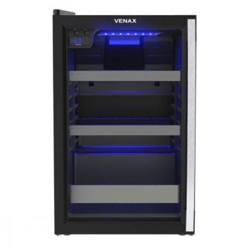 Cervejeira Porta Invertida Venax 82 Litros Blue Light Preto Fosco EXPVQBL100 - 110V