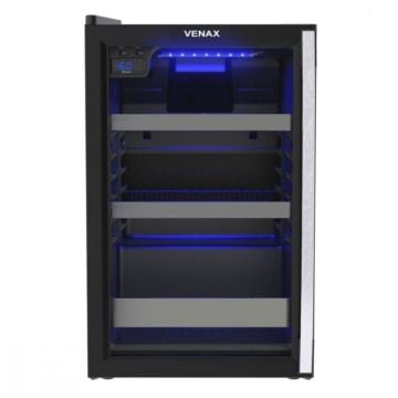 Cervejeira Porta Invertida Venax 82 Litros Blue Light Preto Fosco EXPVQBL100 - 220V